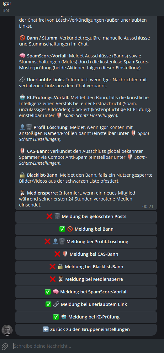 ⚡ Upgrade: Granulare Benachrichtigungen für SpamScore, unerlaubte Links & KI-Banns!